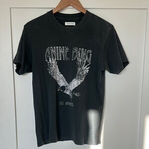 Anine Bing Black Short Sleeve Graphic Tee